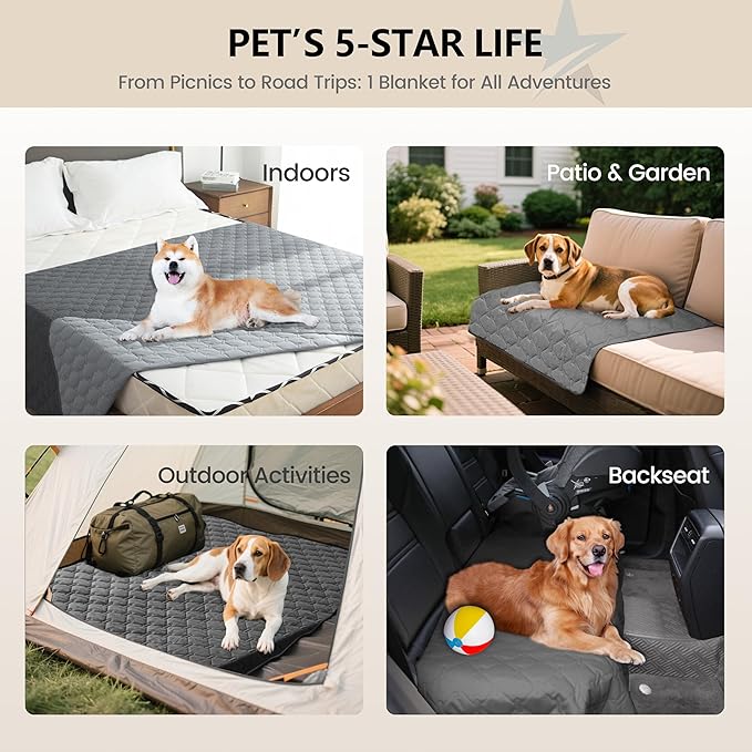 gogobunny 3X Stronger Waterproof Pet Blanket, Scratch Proof Furniture Protector for Dogs Cats, Reversible Cover 30x70 Inch, Dark Grey/Light Grey