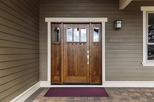 M+A Matting WaterHog Diamond | Commercial-Grade Entrance Mat with Rubber Border – Indoor/Outdoor, Quick Drying, Stain Resistant Door Mat (Solid Red, 4' x 8')