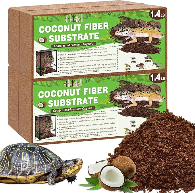 Halatool 4Pack Coconut Fiber Substrate Natural Premium Coco Coir Terrarium Aquarium Substrate for Reptile Tank Tortoise Habitat Beard Dragon Leopard Gecko Snake Tarantula Worm Bins Hermit Crab Snake