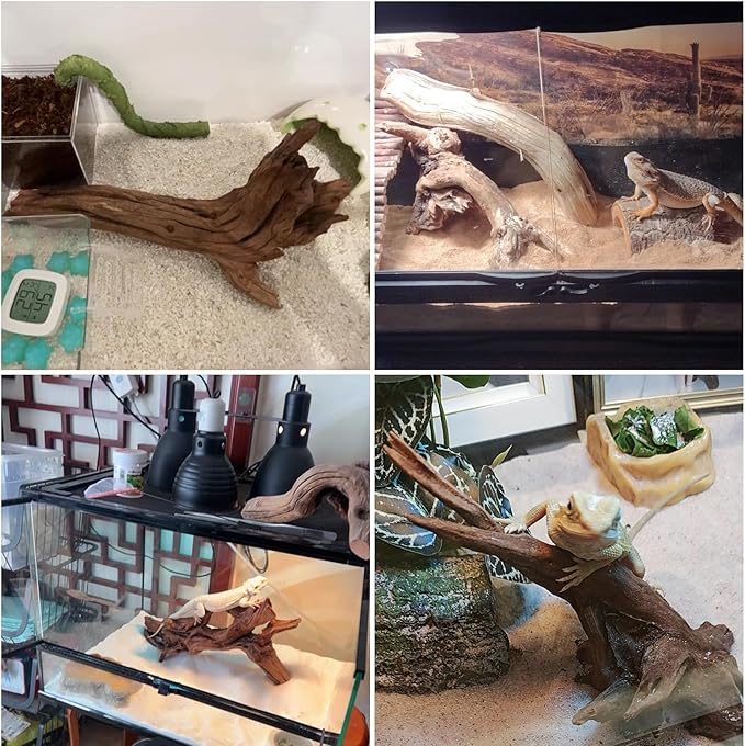 Hamiledyi Reptile Driftwood Decoration Natural Coral Driftwood Branches for Aquarium Reptiles Trunk Log Ornament Bendable Jungle Climbing Vines Decor for Bearded Dragon Lizad Amphibian Fish Tank