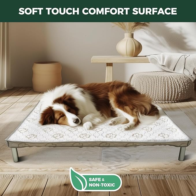 FXW TitanNest Chew-Proof Elevated Dog Bed, Raised Cot for Indoor/Outdoor/Camping Use, Durable & Waterproof Cooling Pet Bed with Exclusive Reuseable Cover for Large Dogs, 50.0"L x 31.0"W x 7.3"H, Black