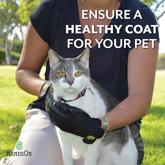 H HANDSON Pet Grooming Gloves - Patented #1 Ranked, Award Winning Shedding, Bathing, & Hair Remover Gloves - Gentle Brush for Cats, Dogs, and Horses (Purple, Large)