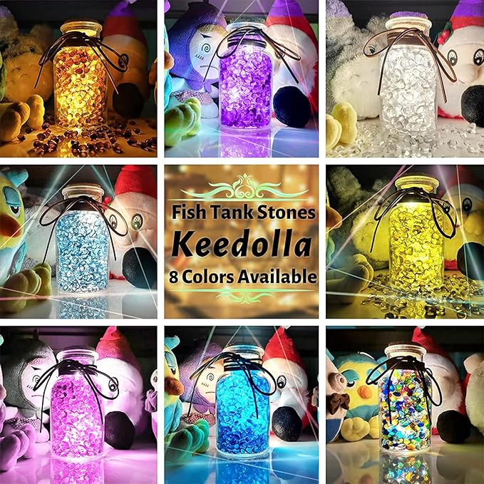 Keedolla Fish Tank Rocks Gravel 15 Oz, Betta Fish Tank Beads Pebbles Aquarium Glass Rocks Stones Marbles Small for Fish Tank, Vase Filler, Succulent Plants Decor - Purple