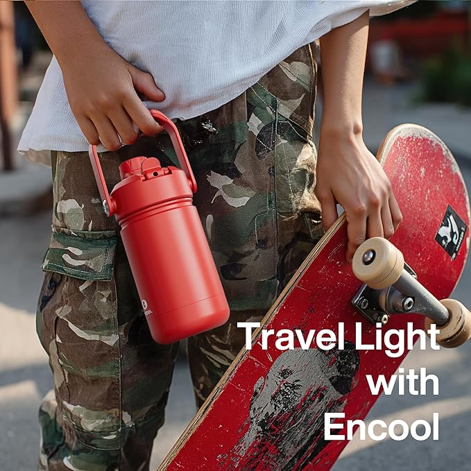 Kids Insualated Water Bottle with Straw - 12oz Stainless Steel Water Bottle with Dual Spouts, Leak-Proof, BPA-Free, Double Wall Vacuum Keeps Cold for 24 Hours for Sports, Travel, School (Tawny Orange)