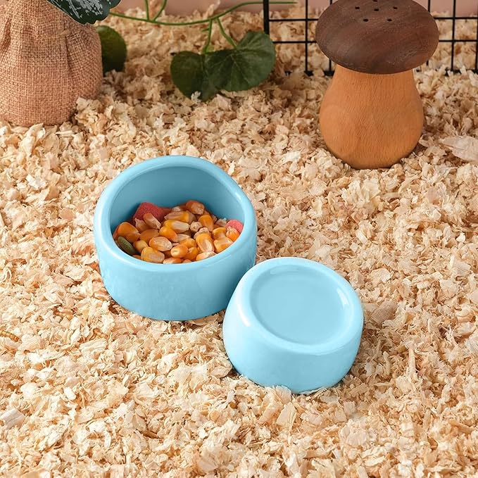 1 Blue Small Animal Bowl - Durable Hamster Food & Water Dish, Easy-Clean Design for Guinea Pigs, Rabbits, Hedgehogs, Birds (Parrots, Finches), Gerbils and Mice Hamster Bowl