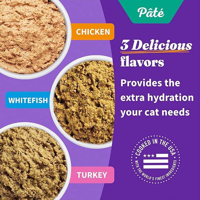 Halo Wet Cat Food Variety Pack, Three Canned Wet Cat Pate, Chicken, Turkey & Whitefish, 5.5 Oz Can (Pack of 12)