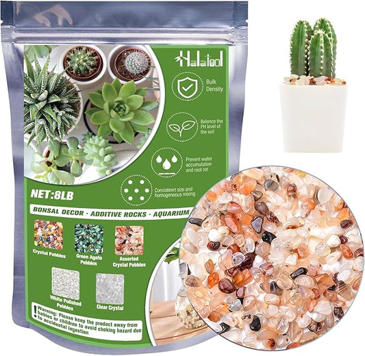 Halatool Crystal Pebbles 8 LB Bulk Bag 0.27"- 0.79" Natural Landscaping Pebbles Aquarium Gravel Decorative Polished Stone Suitable for Plants Home Decoration DIY Handmade Fish Tanks Vase Filler