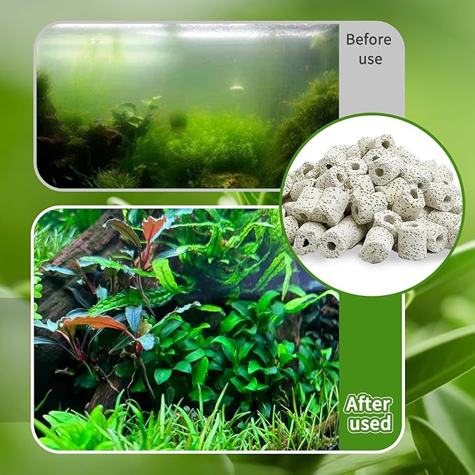 Hamiledyi 4 LB Aquarium Filter Media Bio Balls Ceramic Rings Media with Mesh Bag for Fish Tank and Pond Canister Biological Biofilter Filter (White)