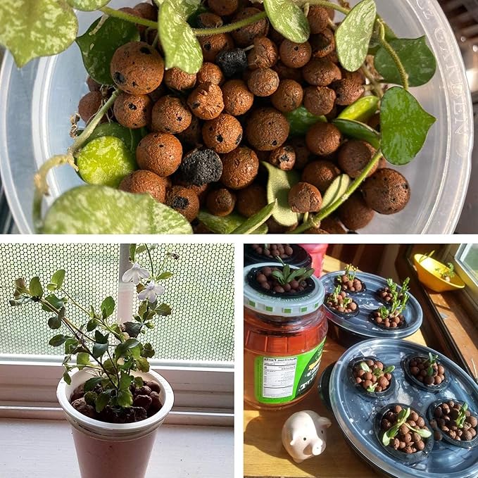 Halatool 2 LB Natural Expanded Clay Pebbles for Plants 4mm-16mm Clay Balls 100% Organic Hydroton Leca Balls for Indoor Plants Hydroponic Growing Gardening Orchids Drainage Decoration Aquaponics