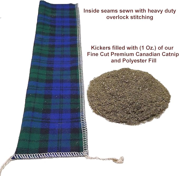 15" Cat Kicker Toy with Refillable Catnip Pocket (Navy) - Filled with Premium Canadian Catnip