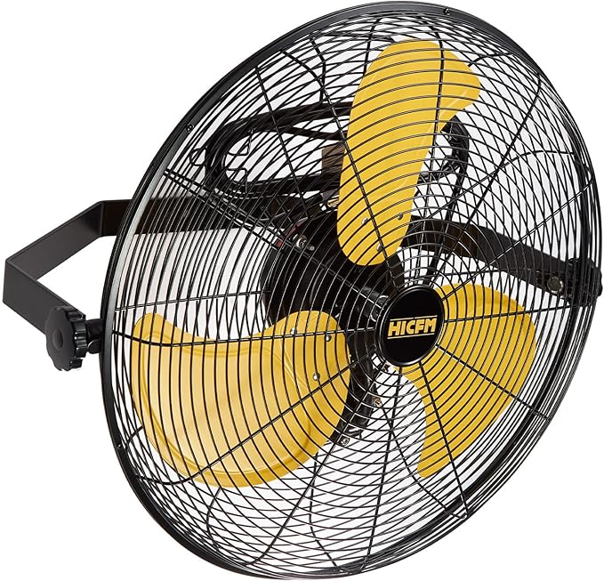 HiCFM 5100 CFM 20 inch Outdoor Wall Mount Fan, 3-Speed High Velocity Weatherproof Wall-mounted Fan with IP44 Sealed Motor and Manual GFCI Plug for Patios, Industrial, Garage and Gazebo - UL Listed