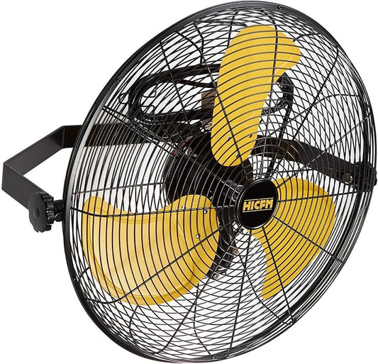 HiCFM 5100 CFM 20 inch Outdoor Wall Mount Fan, 3-Speed High Velocity Weatherproof Wall-mounted Fan with IP44 Sealed Motor and Manual GFCI Plug for Patios, Industrial, Garage and Gazebo - UL Listed