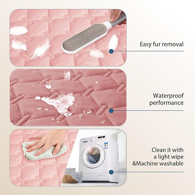 gogobunny 3X Stronger Waterproof Pet Blanket, Scratch Proof Furniture Protector for Dogs Cats, Reversible Cover 32x53 Inch, Dark Pink/Light Pink