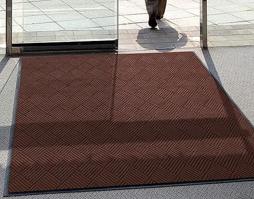 M+A Matting WaterHog Diamond | Commercial-Grade Entrance Mat with Rubber Border – Indoor/Outdoor, Quick Drying, Stain Resistant Door Mat (Dark Brown, 4' x 8')
