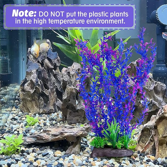 Hamiledyi Aquarium Plastic Plants Aquarium Decor Artificial Fish Tank Plants,Tall Fish Tank Decorations, Extra Large Aquarium Plant 20.4-inch Tall,2PCS