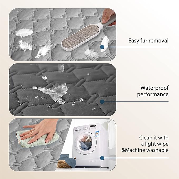 gogobunny 3X Stronger Waterproof Pet Blanket, Scratch Proof Furniture Protector for Dogs Cats, Reversible Cover 30x70 Inch, Dark Grey/Light Grey