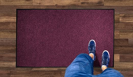 M+A Matting WaterHog Diamond | Commercial-Grade Entrance Mat with Rubber Border – Indoor/Outdoor, Quick Drying, Stain Resistant Door Mat (Bordeaux, 6' x 6')